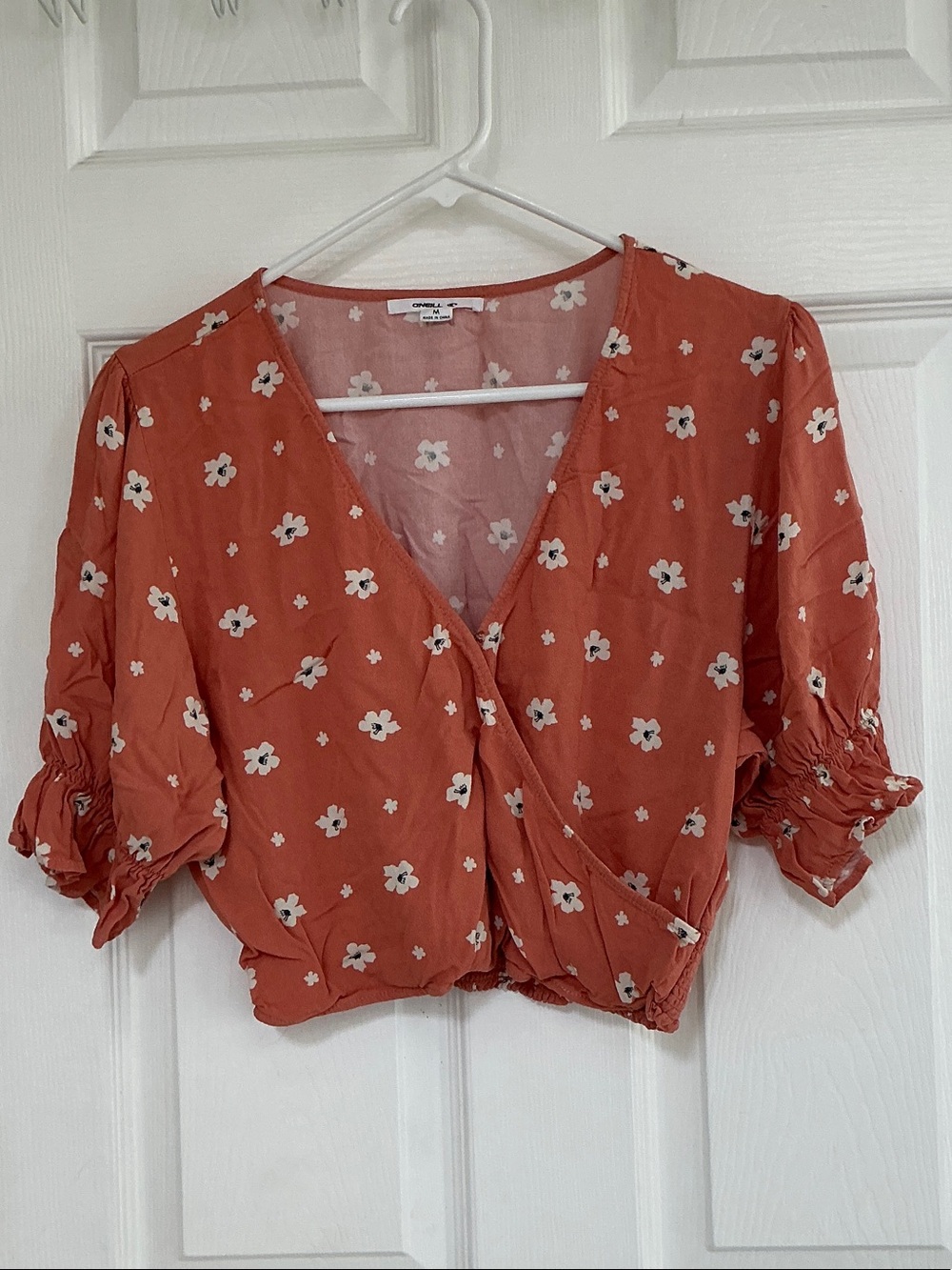 O'Neill Rust Floral Wrap Crop Top